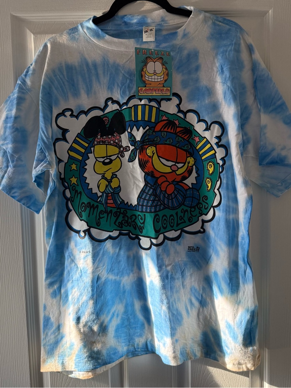 Vintage FREEZE Garfield & Odie “Elementary Coolness” Tie-Dye T-Shirt NWT